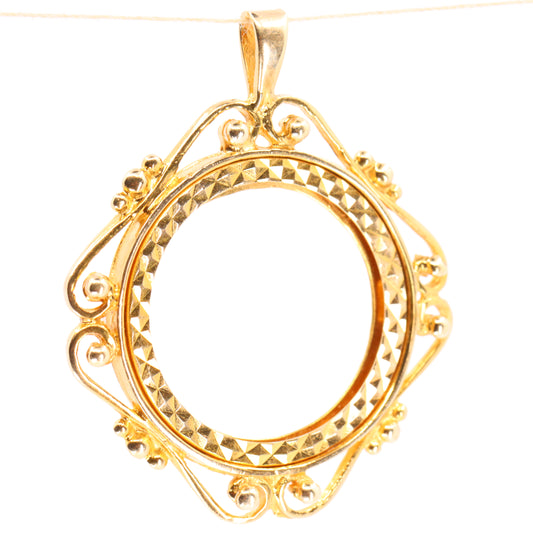 Vintage 9ct Hallmarked Gold Full Sovereign Coin Mount Pendant Display Frame