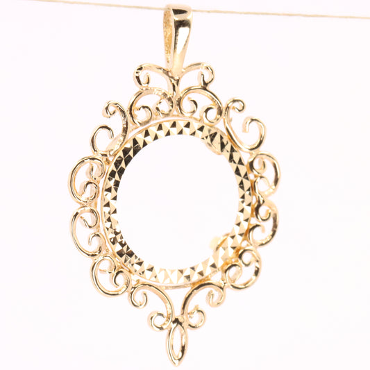 Vintage 9ct Hallmarked Gold Half Sovereign Coin Mount Pendant Display Frame