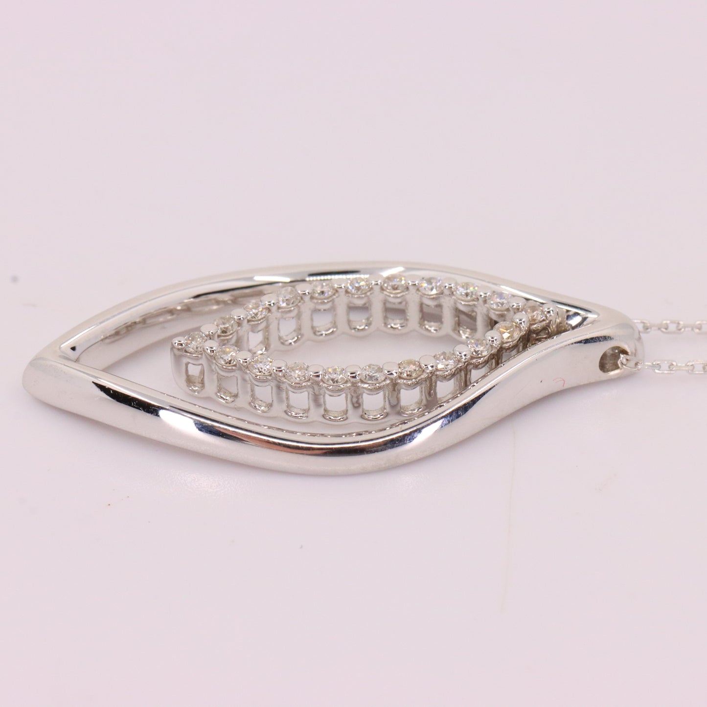 Vintage 18ct Hallmarked Chimento White Gold Diamond 18 Inch Pendant Necklace