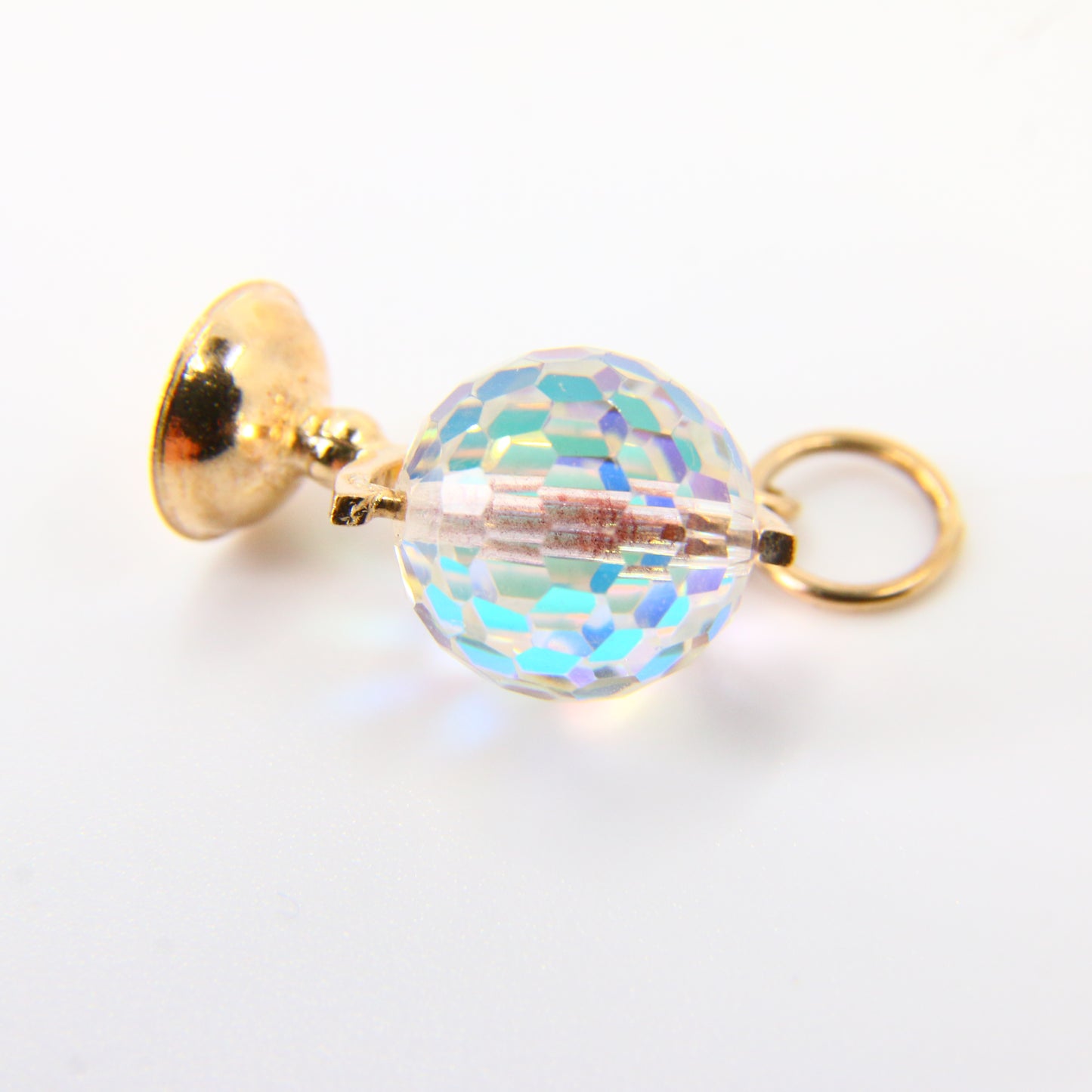 Vintage 9ct Crystal Gold Globe Pendant Spinner Charm Yellow Gold Hallmarked