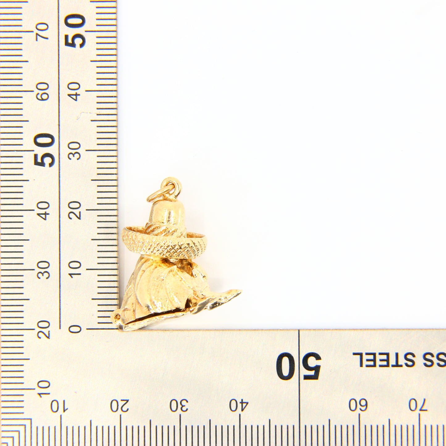 Vintage 9ct Sleeping Mexican Charm Opening Guitar Yellow Gold Hallmarked Charm