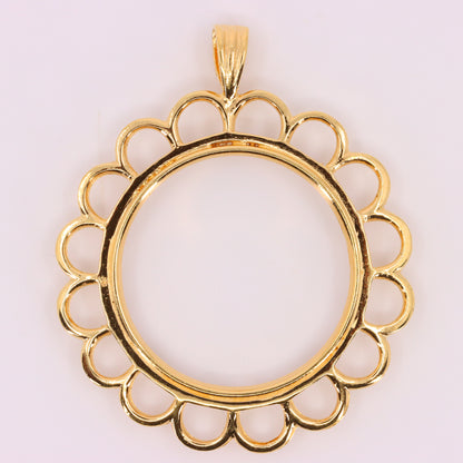 Vintage 9ct Hallmarked Gold Full Sovereign Coin Mount Pendant Display Frame