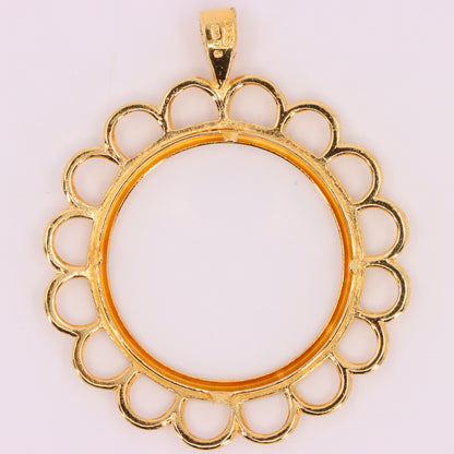 Vintage 9ct Hallmarked Gold Full Sovereign Coin Mount Pendant Display Frame
