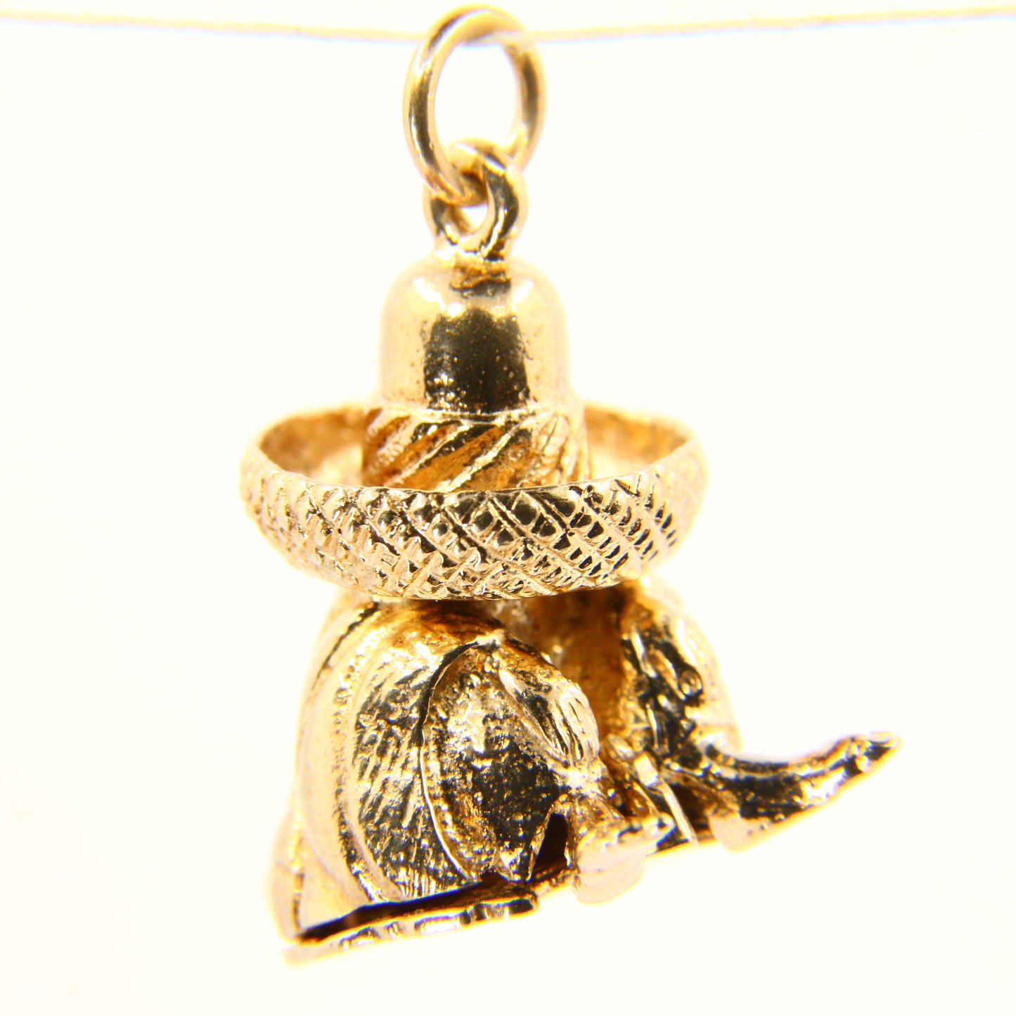 Vintage 9ct Sleeping Mexican Charm Opening Guitar Yellow Gold Hallmarked Charm