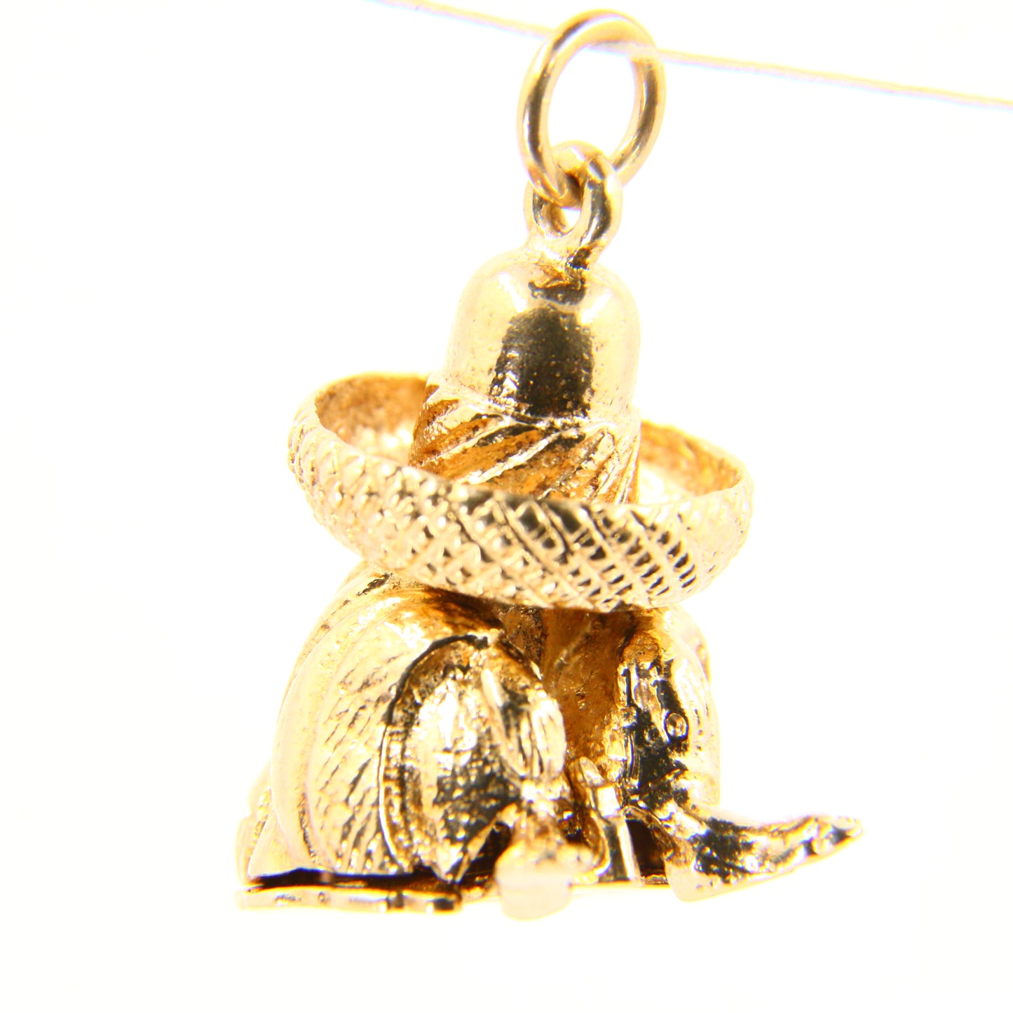 Vintage 9ct Sleeping Mexican Charm Opening Guitar Yellow Gold Hallmarked Charm