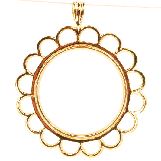 Vintage 9ct Hallmarked Gold Full Sovereign Coin Mount Pendant Display Frame