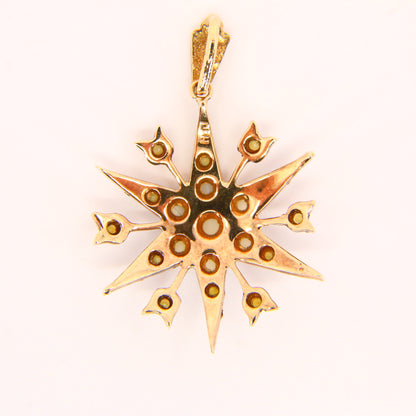 Antique 9ct Seed Pearl Star Pendant 9 Carat Solid Gold Star Charm Gift