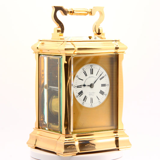 Antique Carriage Clock Repeating Strike 1900 French Brass 8 Day Lantern Clock