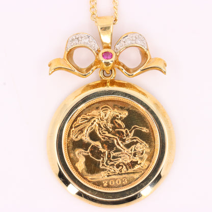 Royal Mint Eternal Love 2003 Half Sovereign Pendant Necklace 18 Inch Certificate