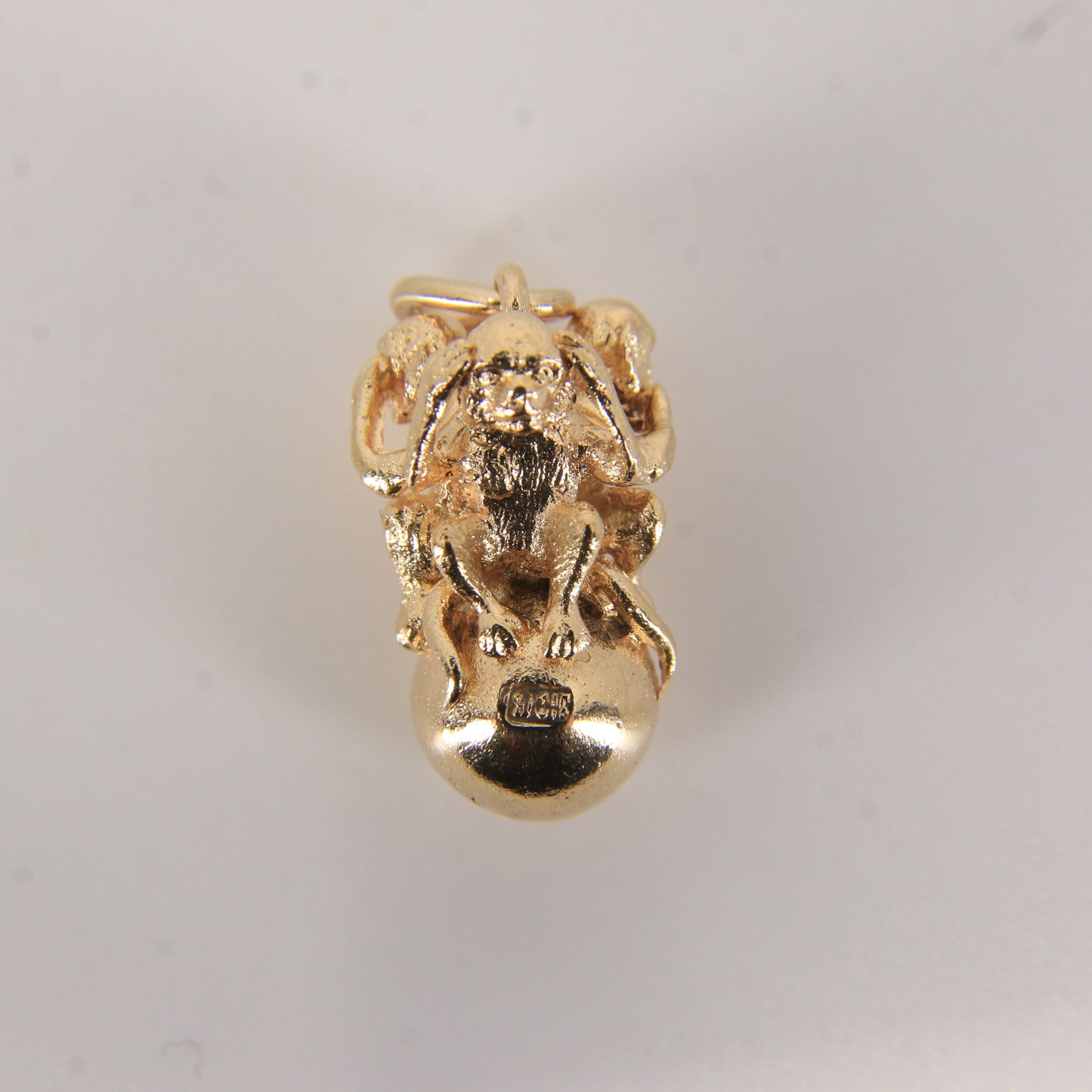 Vintage 9ct Three Wise Monkeys Pendant Charm Yellow Gold Gift