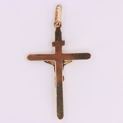 Vintage 9ct Gold Crucifix Cross Pendant Hallmarked Two Tone Religious Charm