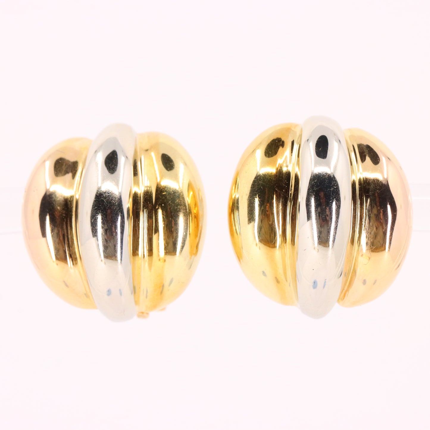 Vintage 18ct Hallmarked Two Tone Gold Mappin & Webb Latch Back Earrings Boxed