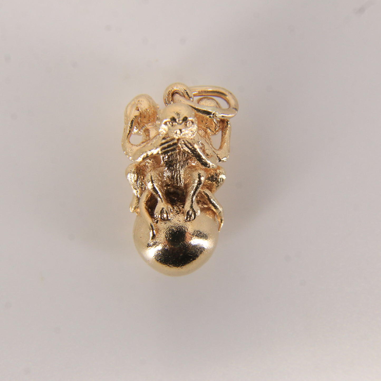 Vintage 9ct Three Wise Monkeys Pendant Charm Yellow Gold Gift
