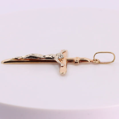 Vintage 9ct Gold Crucifix Cross Pendant Hallmarked Two Tone Religious Charm