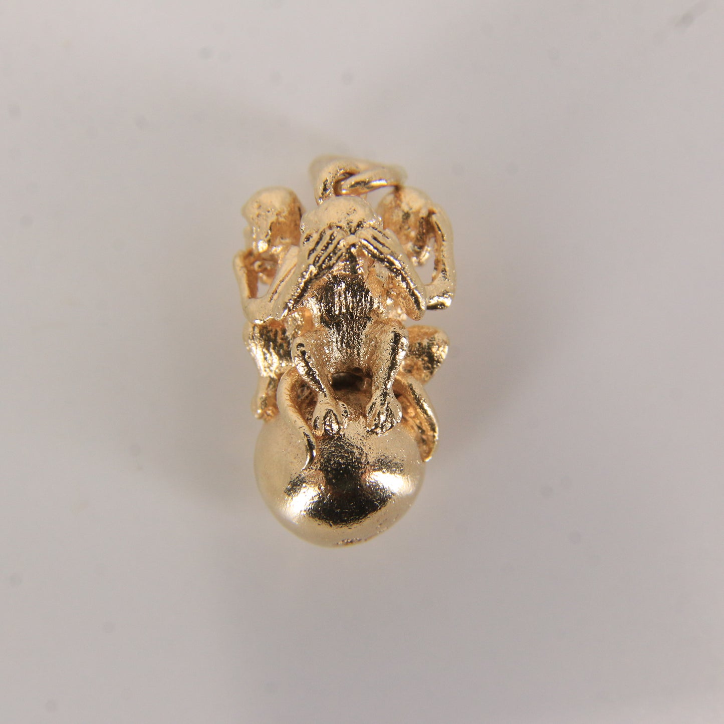 Vintage 9ct Three Wise Monkeys Pendant Charm Yellow Gold Gift