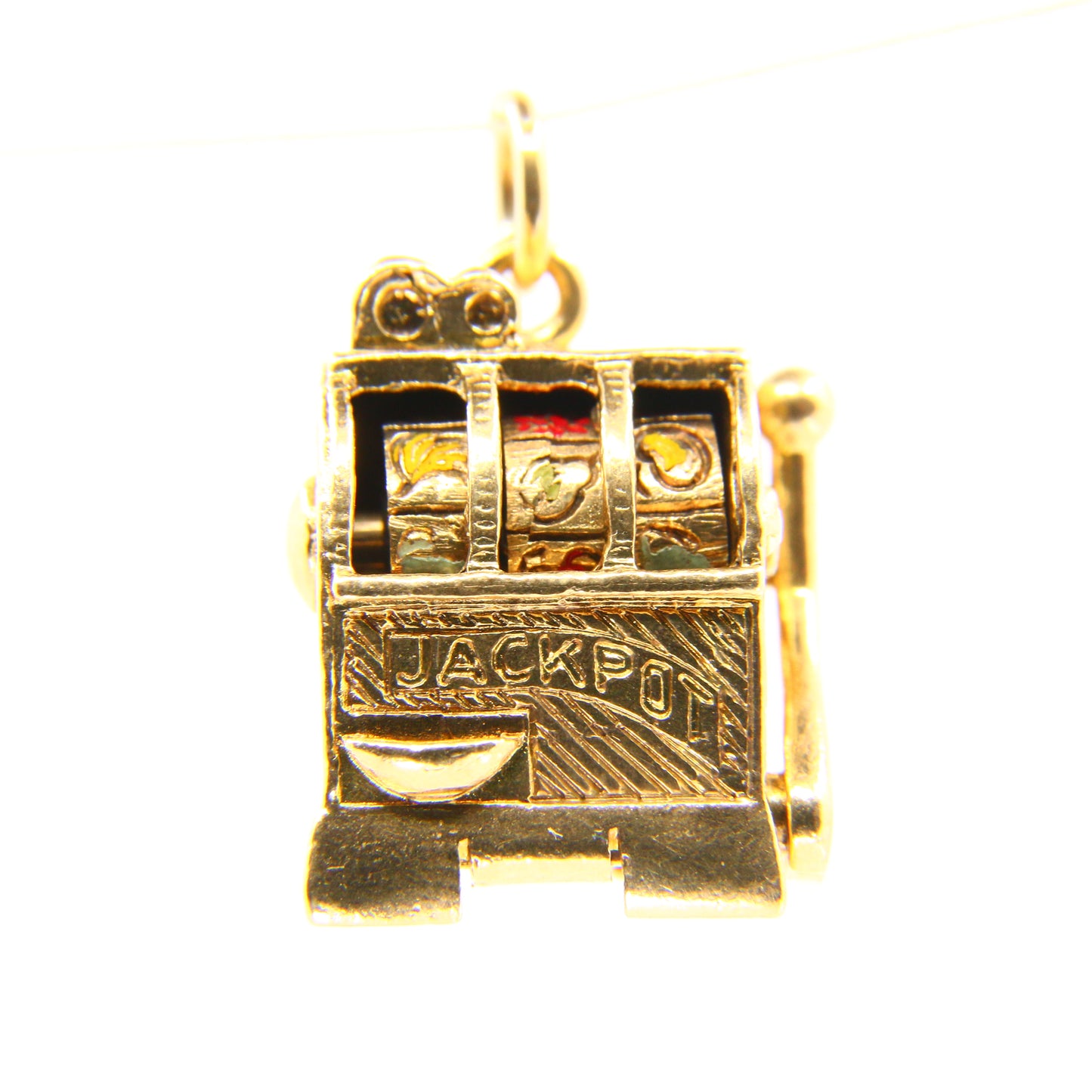 Vintage 9ct Slot Machine Lucky Charm Yellow Gold Hallmarked Moving Pendant