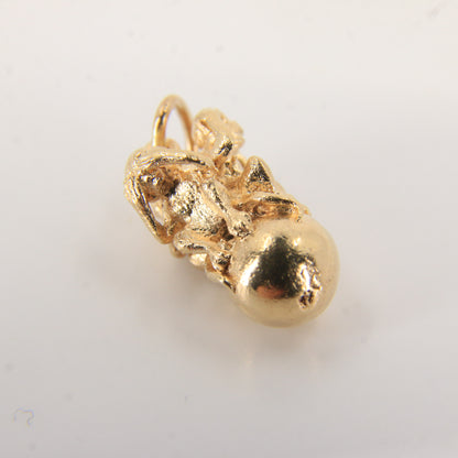 Vintage 9ct Three Wise Monkeys Pendant Charm Yellow Gold Gift