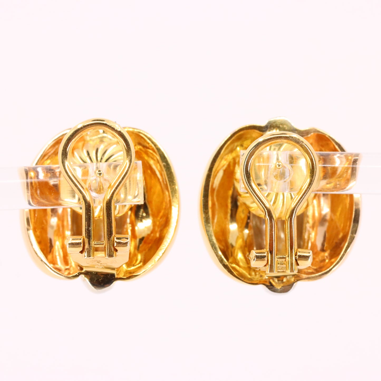 Vintage 18ct Hallmarked Two Tone Gold Mappin & Webb Latch Back Earrings Boxed