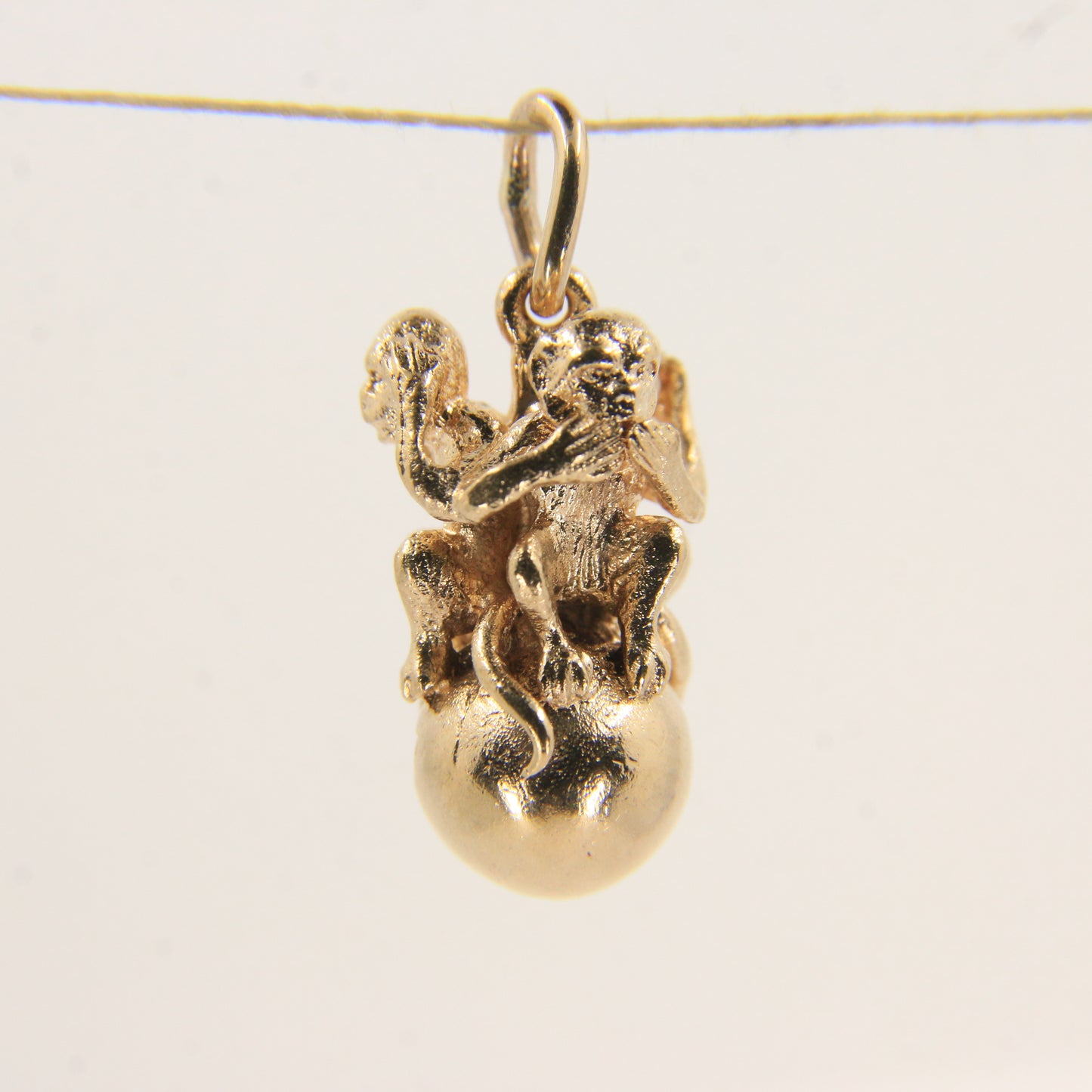 Vintage 9ct Three Wise Monkeys Pendant Charm Yellow Gold Gift