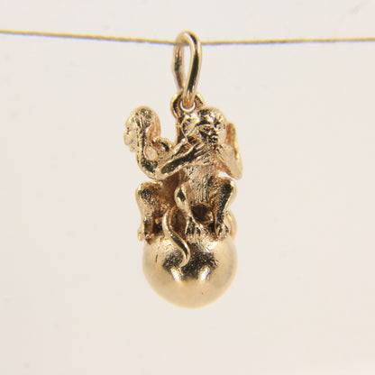 Vintage 9ct Three Wise Monkeys Pendant Charm Yellow Gold Gift
