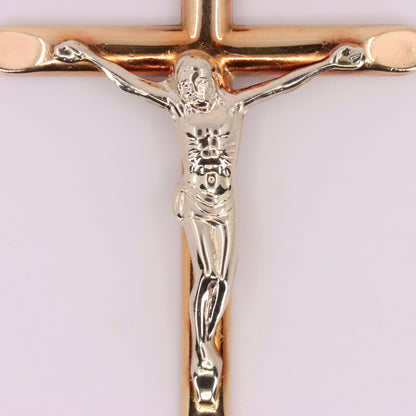 Vintage 9ct Gold Crucifix Cross Pendant Hallmarked Two Tone Religious Charm