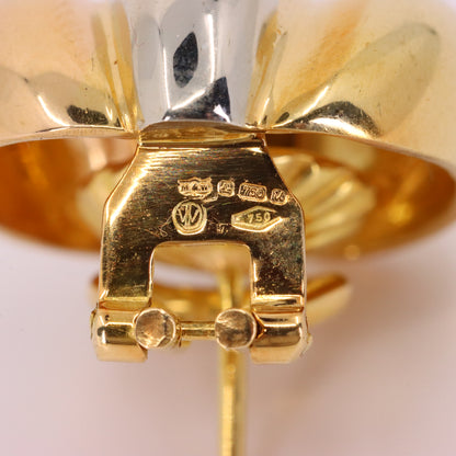 Vintage 18ct Hallmarked Two Tone Gold Mappin & Webb Latch Back Earrings Boxed