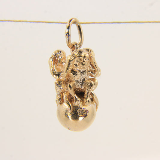 Vintage 9ct Three Wise Monkeys Pendant Charm Yellow Gold Gift