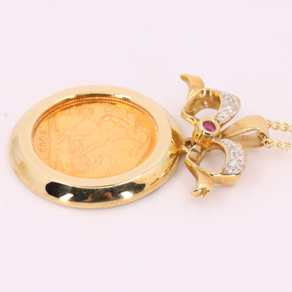 Royal Mint Eternal Love 2003 Half Sovereign Pendant Necklace 18 Inch Certificate
