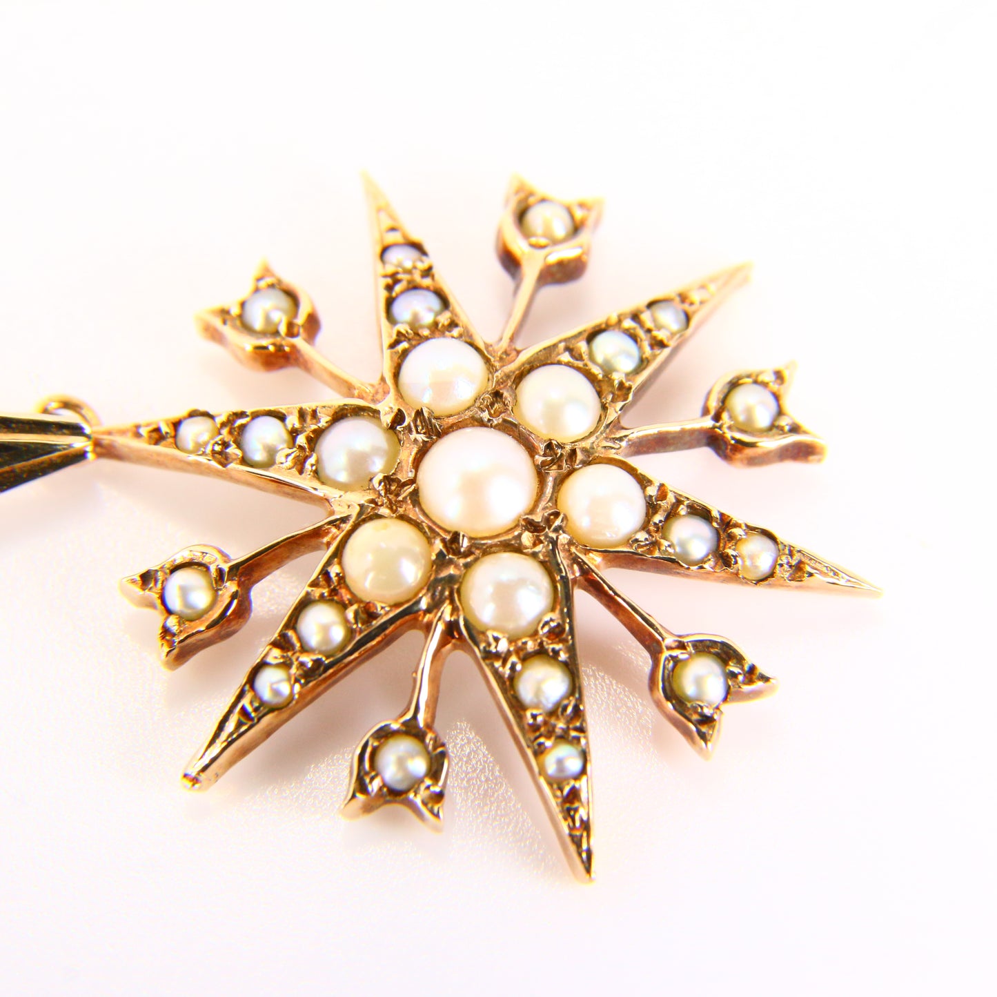 Antique 9ct Seed Pearl Star Pendant 9 Carat Solid Gold Star Charm Gift