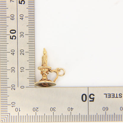 Vintage 9ct Solid Gold Candle Lamp Charm Pendant Yellow Gold Gift