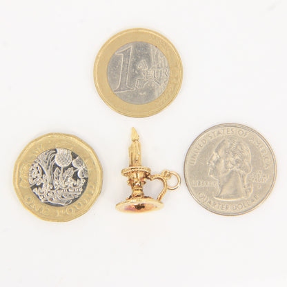 Vintage 9ct Solid Gold Candle Lamp Charm Pendant Yellow Gold Gift