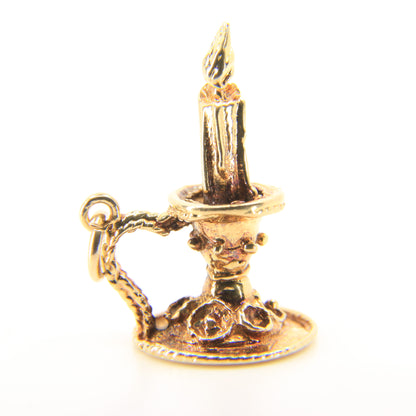 Vintage 9ct Solid Gold Candle Lamp Charm Pendant Yellow Gold Gift
