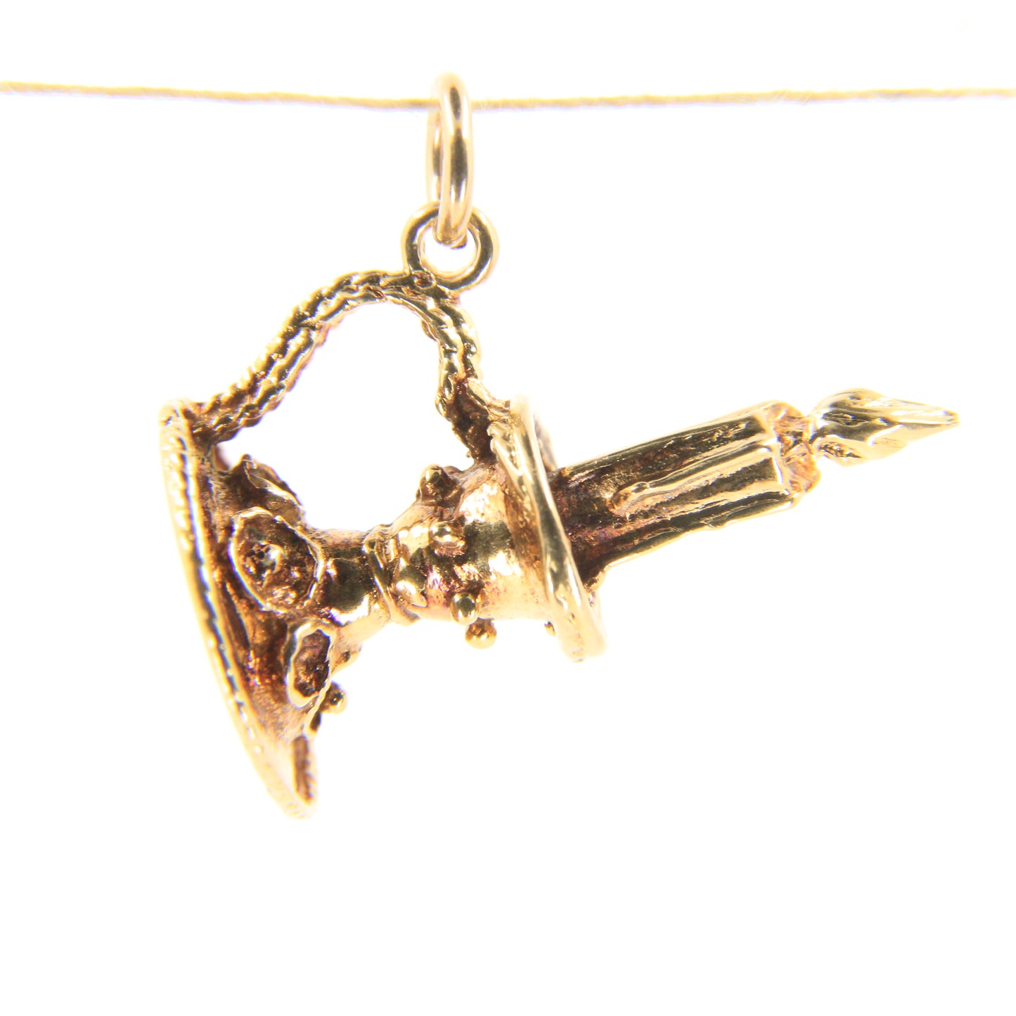 Vintage 9ct Solid Gold Candle Lamp Charm Pendant Yellow Gold Gift