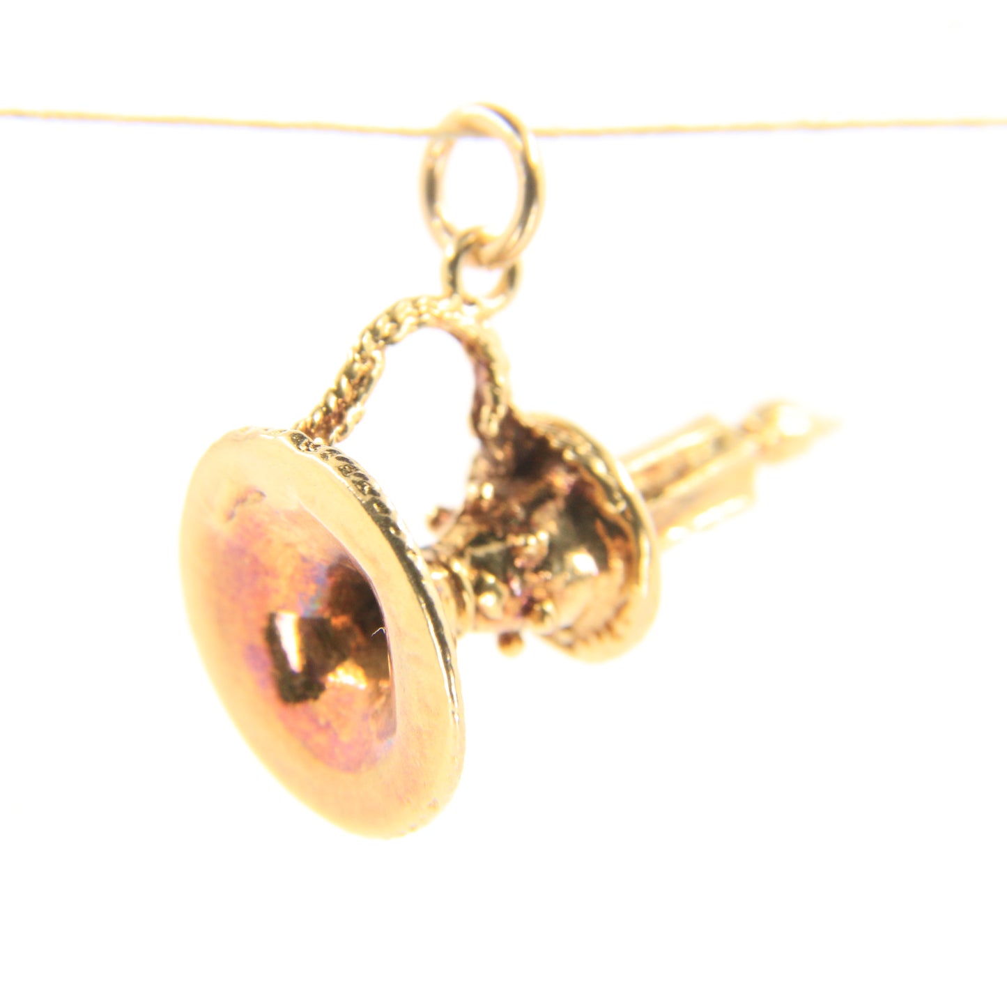 Vintage 9ct Solid Gold Candle Lamp Charm Pendant Yellow Gold Gift