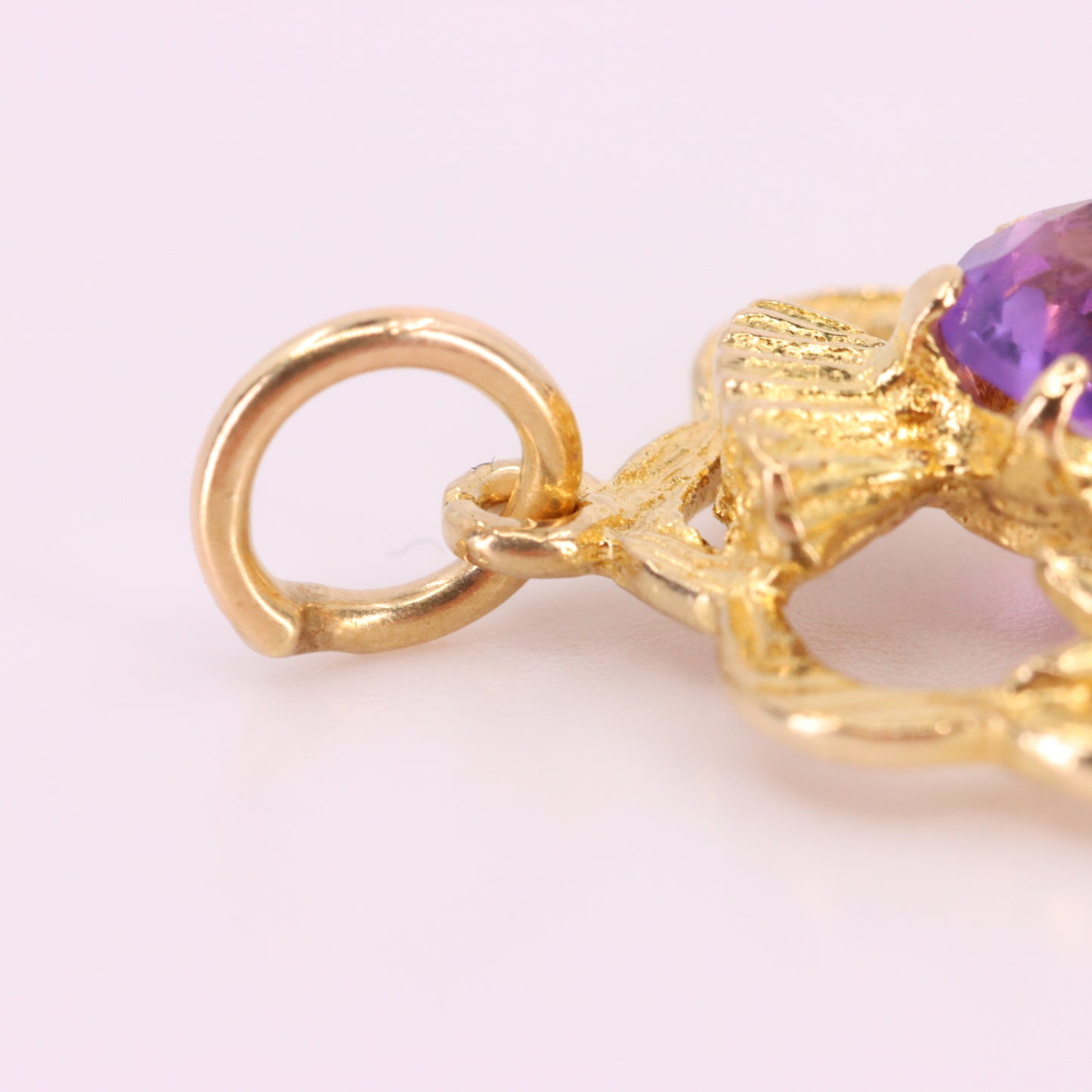 Vintage 9ct Hallmarked Gold Scottish Thistle Pendant Purple Stone Charm