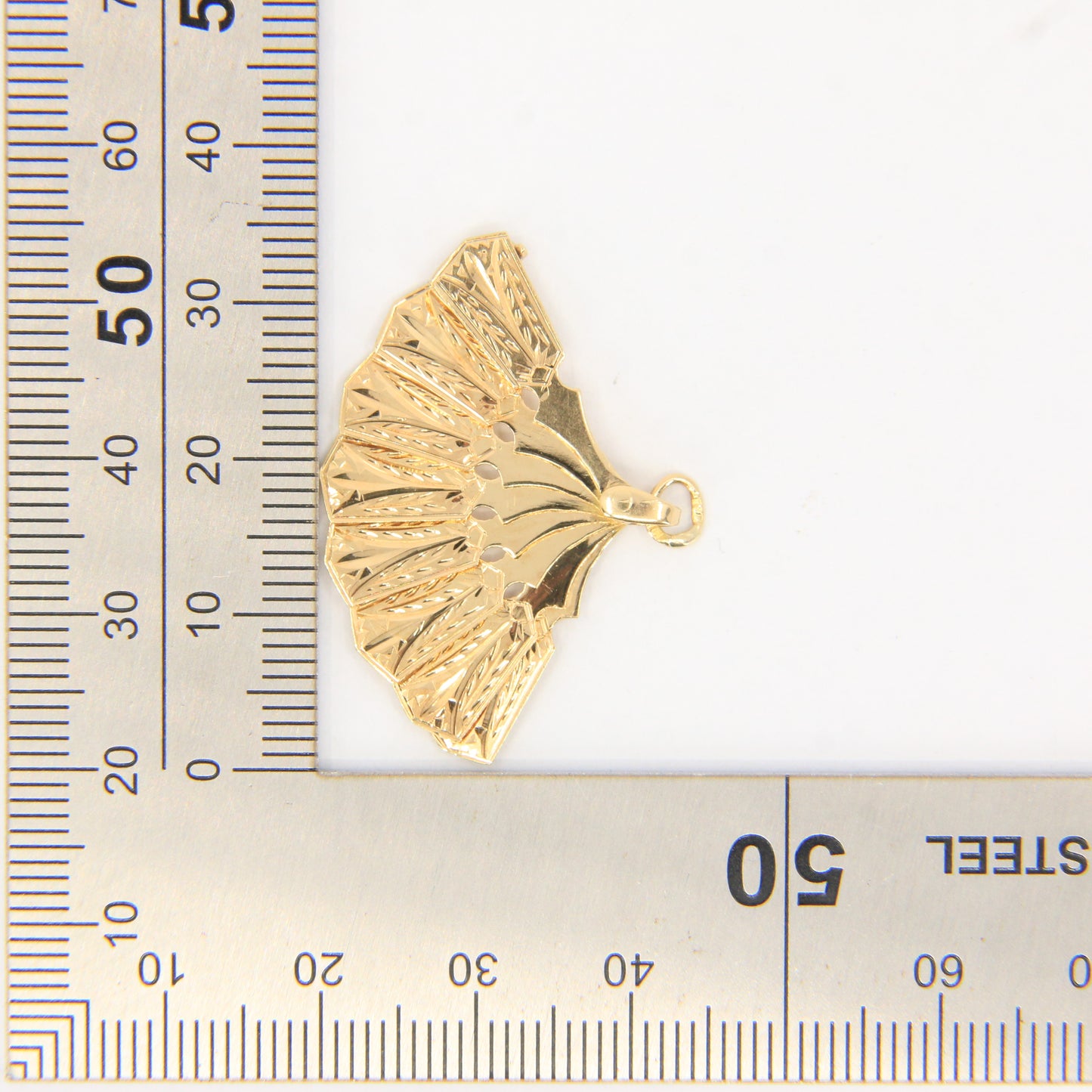 Vintage 18K Yellow Gold Opening Fan Pendant Charm Italian Jewellery Gift