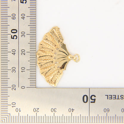 Vintage 18K Yellow Gold Opening Fan Pendant Charm Italian Jewellery Gift