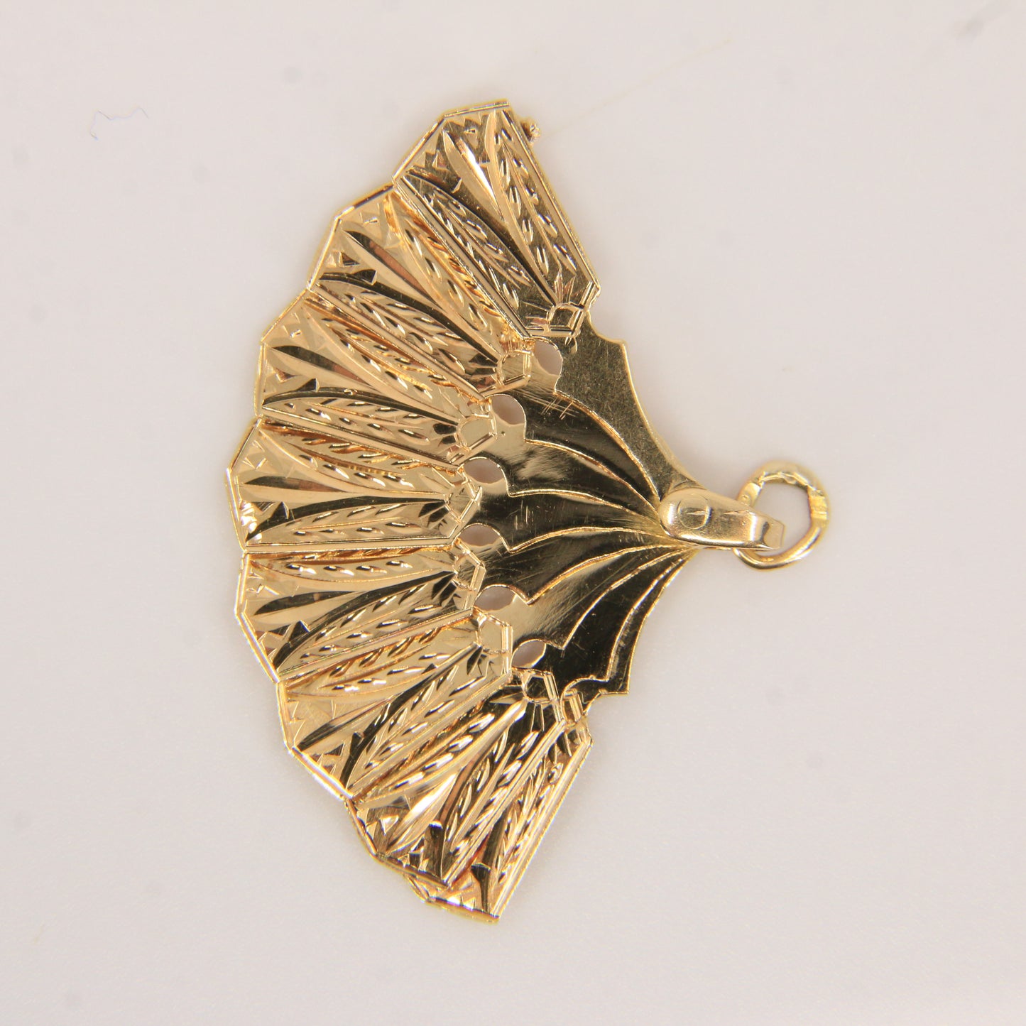Vintage 18K Yellow Gold Opening Fan Pendant Charm Italian Jewellery Gift