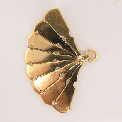 Vintage 18K Yellow Gold Opening Fan Pendant Charm Italian Jewellery Gift