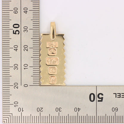 Vintage 9ct Hallmarked 1977 Jubilee Ingot Pendant Solid Yellow Gold Charm