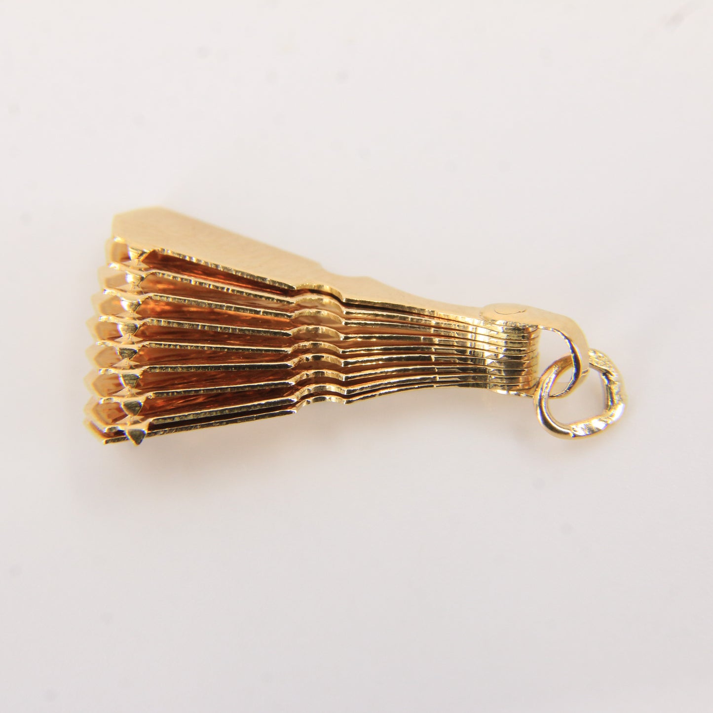 Vintage 18K Yellow Gold Opening Fan Pendant Charm Italian Jewellery Gift
