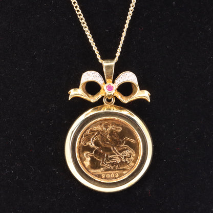Royal Mint Eternal Love 2003 Half Sovereign Pendant Necklace 18 Inch Certificate