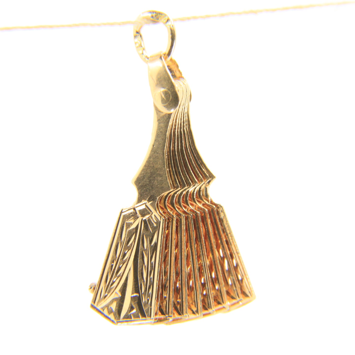 Vintage 18K Yellow Gold Opening Fan Pendant Charm Italian Jewellery Gift