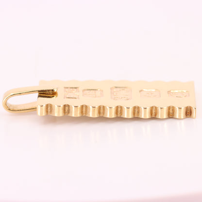 Vintage 9ct Hallmarked 1977 Jubilee Ingot Pendant Solid Yellow Gold Charm