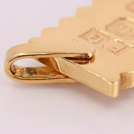 Vintage 9ct Hallmarked 1977 Jubilee Ingot Pendant Solid Yellow Gold Charm
