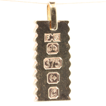 Vintage 9ct Hallmarked 1977 Jubilee Ingot Pendant Solid Yellow Gold Charm