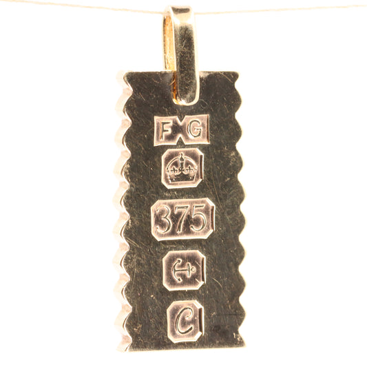 Vintage 9ct Hallmarked 1977 Jubilee Ingot Pendant Solid Yellow Gold Charm