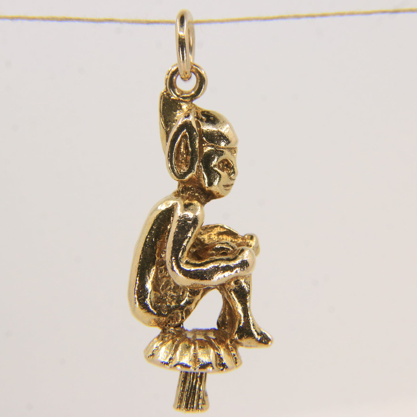 Vintage 9ct Hallmarked Elf on Mushroom Pendant Charm Fantasy Yellow Gold Gift