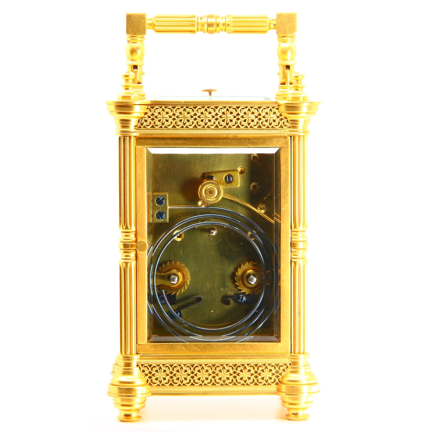 Antique Carriage Clock Repeating 1900 French Gilt 8 Day Clock Boxed