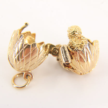 Vintage 9ct Hallmarked Opening Egg & Chick Charm Pendant Gold Gift